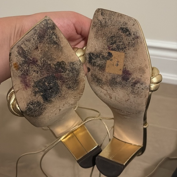 Jimmy Choo Elegant Gold Strappy Heels - Picture 6 of 7
